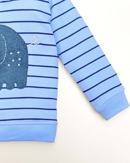 Fleeced Baby Elle Boucle Embroidery & Elephant Print Co-Ord Set