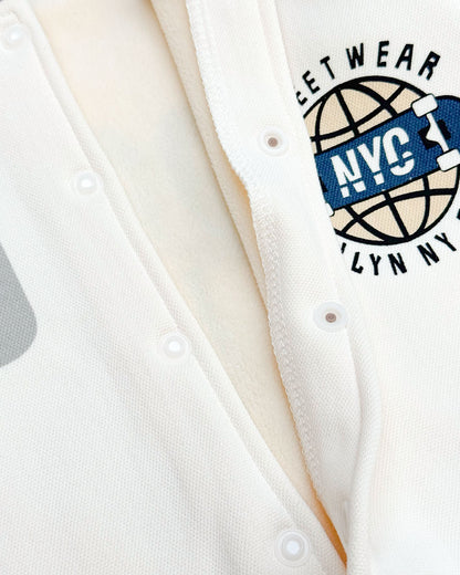 NYC Lullaby Printed Baseball Jacket