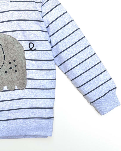 Fleeced Baby Elle Boucle Embroidery & Elephant Print Co-Ord Set
