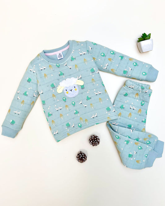 Quilted Sheep Appliqué & Forest Print Co-ord Set