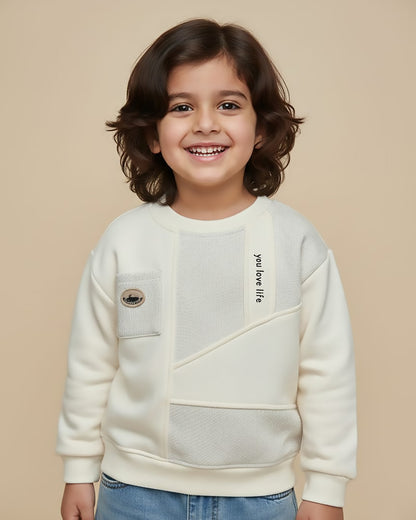 Stylish Love Life Printed Textured Fleeced Sweatshirt
