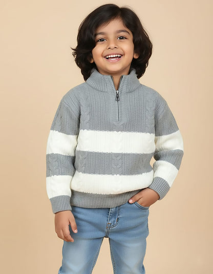 High Neck Zipper Handmade Gargal Weave Sweater
