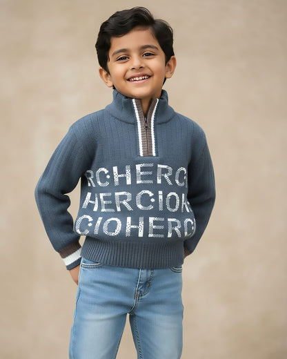 Stylish High Neck Zipper Handmade Sweater