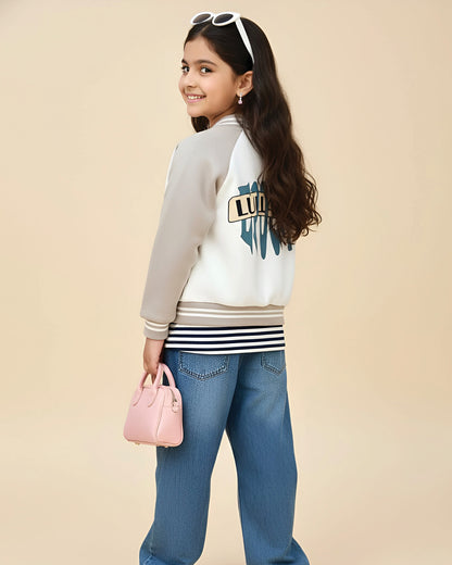 NYC Lullaby Printed Baseball Jacket