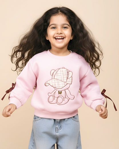 Full-Sleeve Teddy Bear Embroidery Sweatshirt