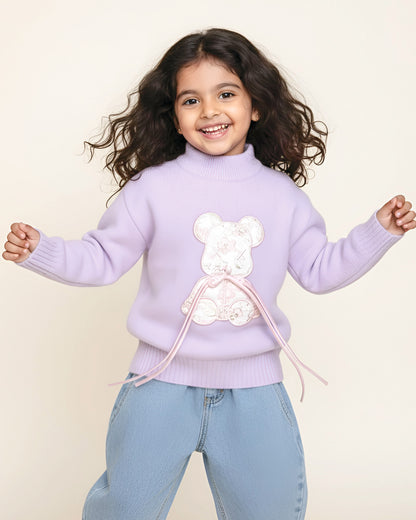 Full Sleeve Stylish Bear Embroidered Sweat