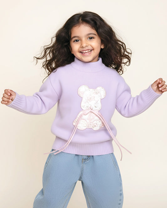 Full Sleeve Stylish Bear Embroidered Sweat