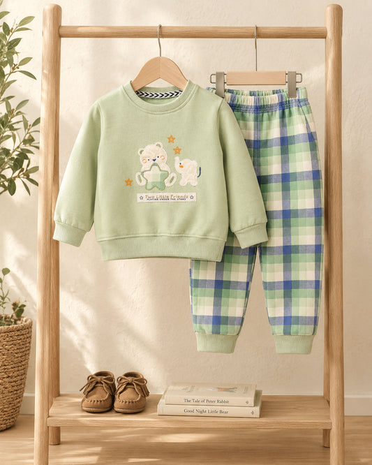 Two Friends Appliqued Fleeced Co-Ord Set