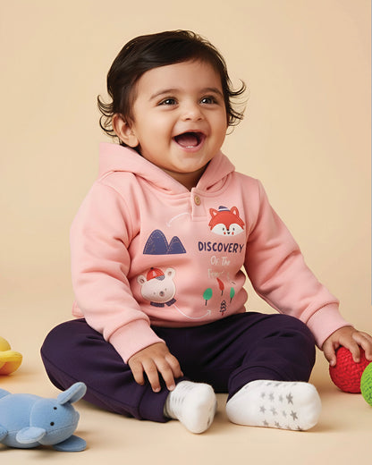 Red Panda Appliqued Fleeced Hoodie Co-ord Set