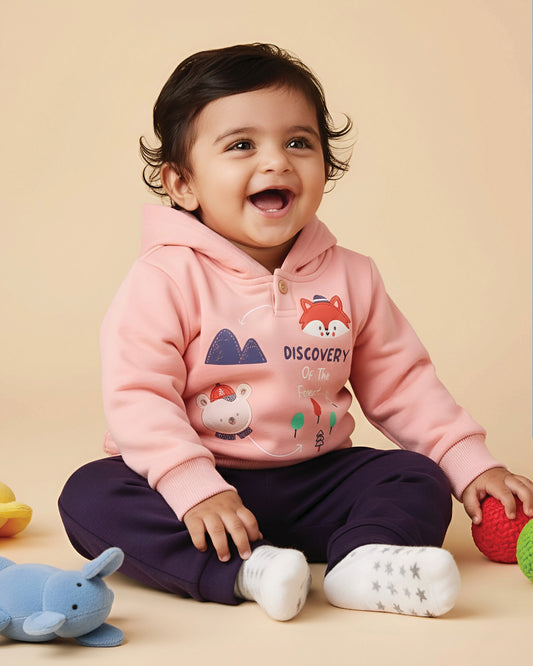 Red Panda Appliqued Fleeced Hoodie Co-ord Set