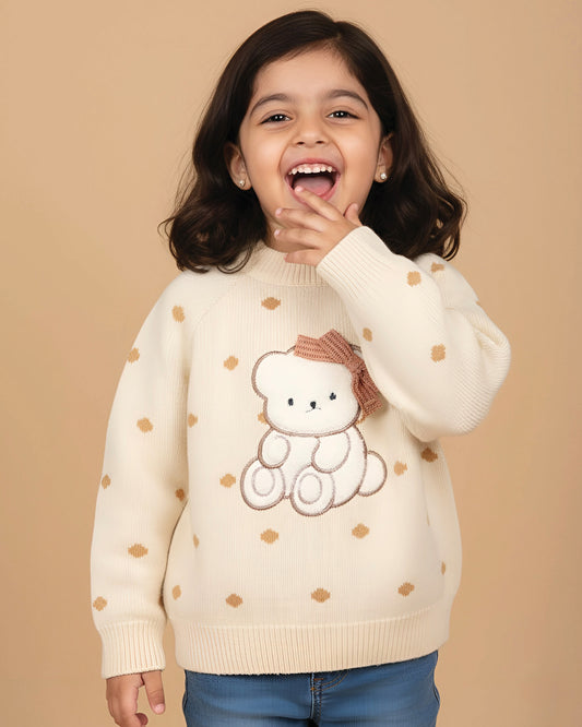 Cute Bear Embroidered Texture Sweater