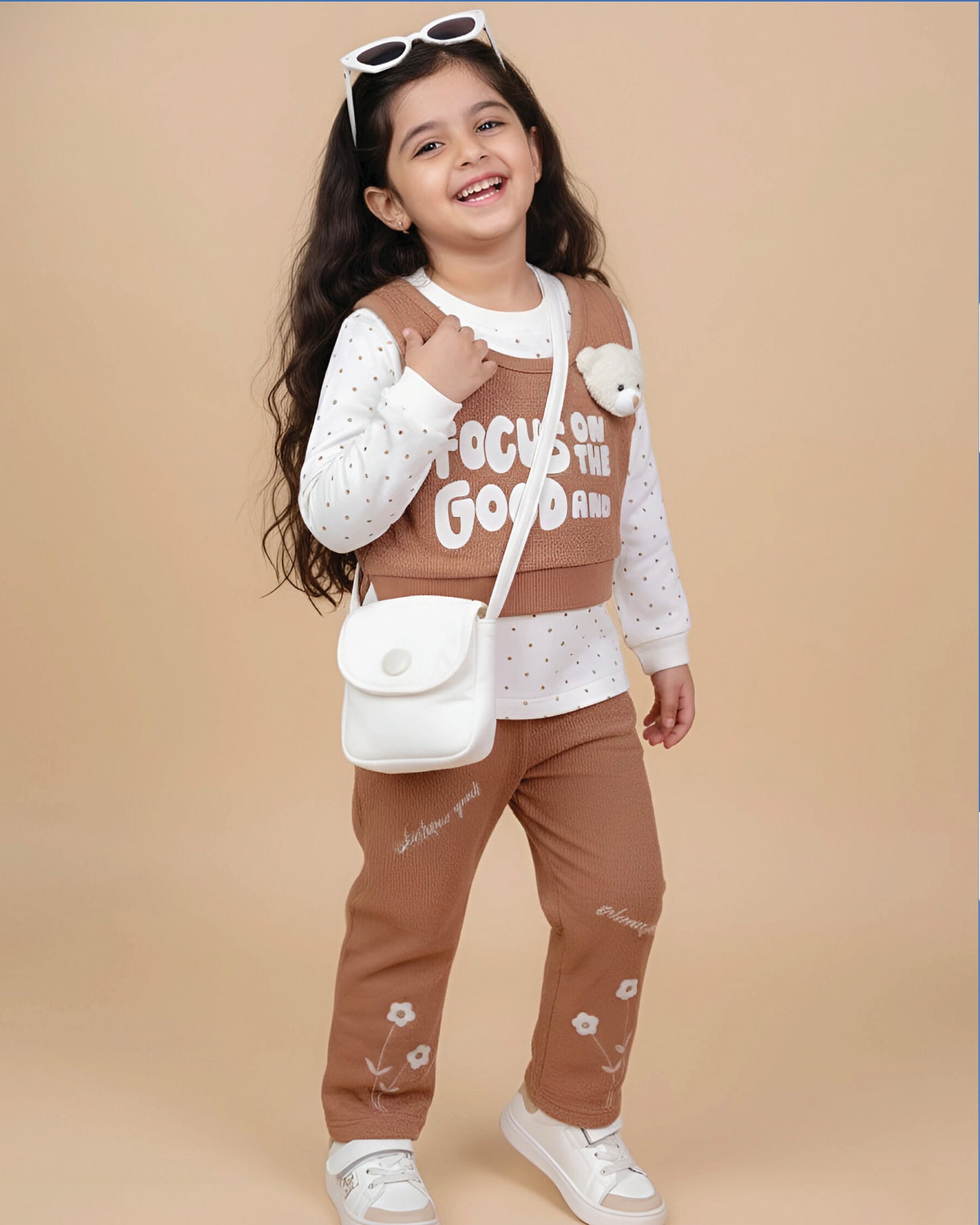 Full Sleeve Knitted Top with Textured Bell Bottom Pants