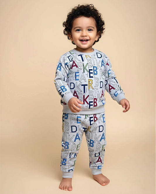 Alphabetic Printed Fleeced Co-ord Set