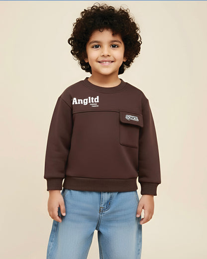 Fleeced Sweatshirt With Pocket Detail