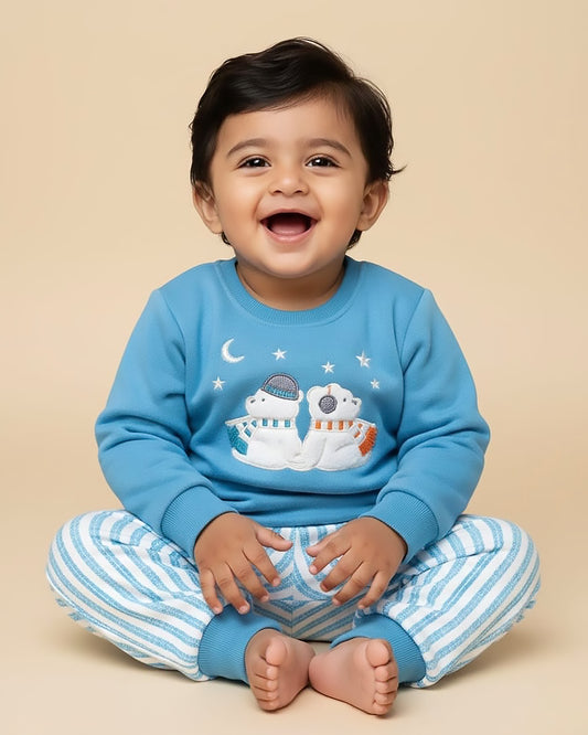 Bear Night Appliques Fleeced Co-ord Set