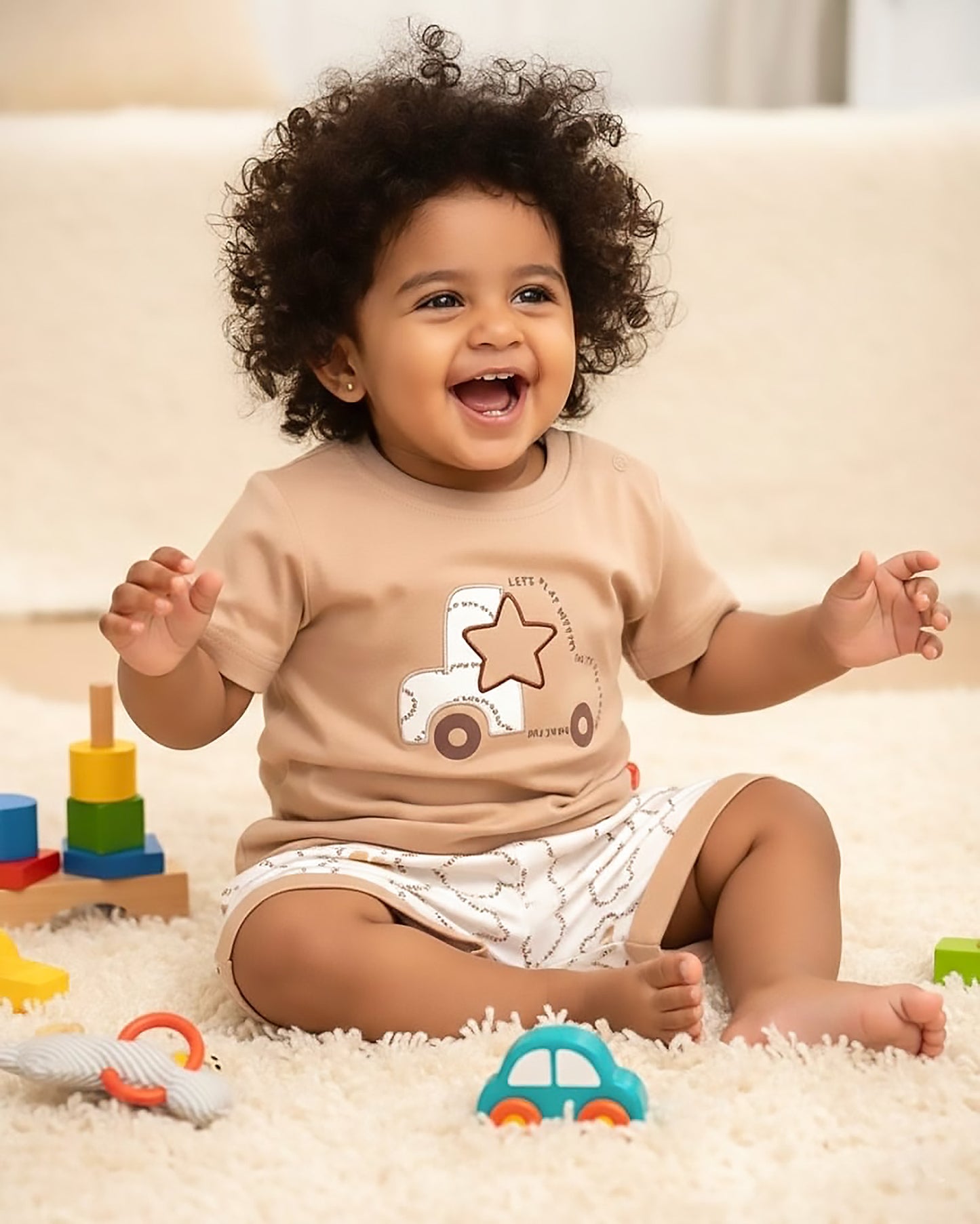 Car Print T-Shirt & Shorts Co-ord Set