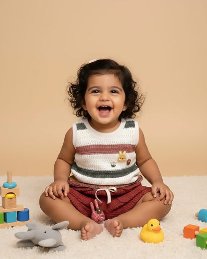 Sleeveless Knitted Top with Texture Shorts