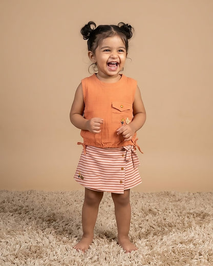 Crinkled Muslin Top with Designer Shorts Set