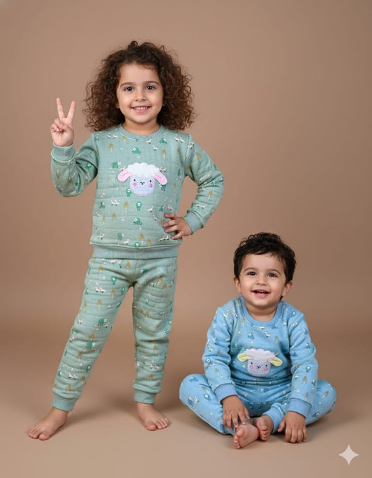 Quilted Sheep Appliqué & Forest Print Co-ord Set