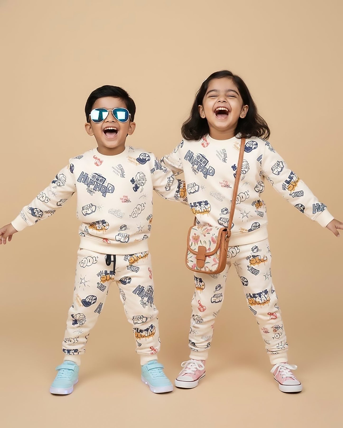 Hip Hop Graffiti Printed Fleeced Co-ord Set