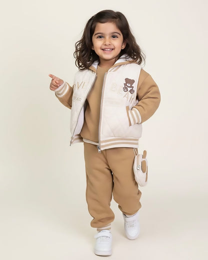Fleeced Hoodie Co-Ord with Puffer Jacket