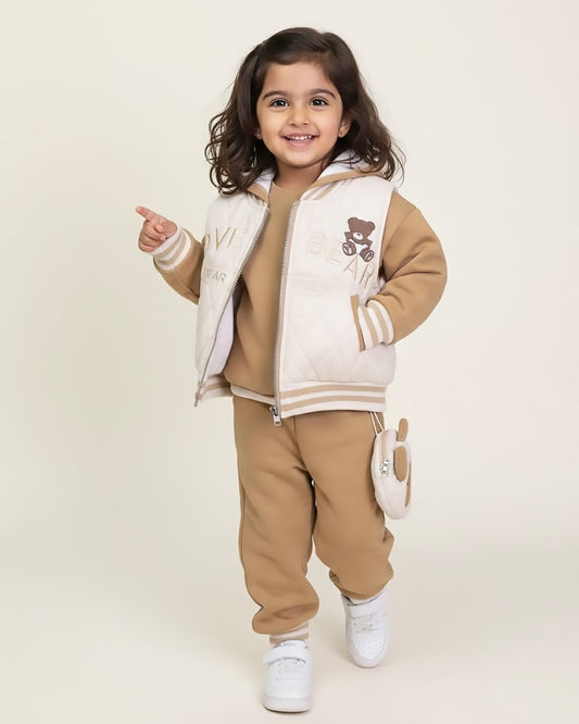 Fleeced Hoodie Co-Ord with Puffer Jacket