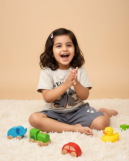 Mr.Bean Teddy Applique T-Shirt & Shorts Co-Ord Set
