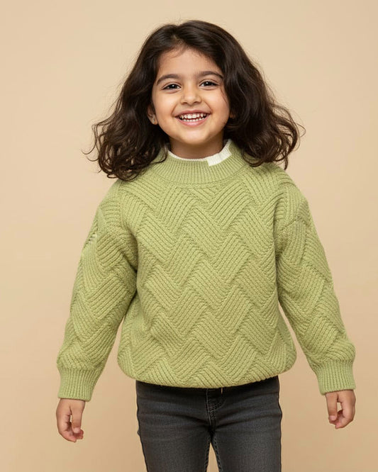 Basket Weave Textured Knitted Sweater