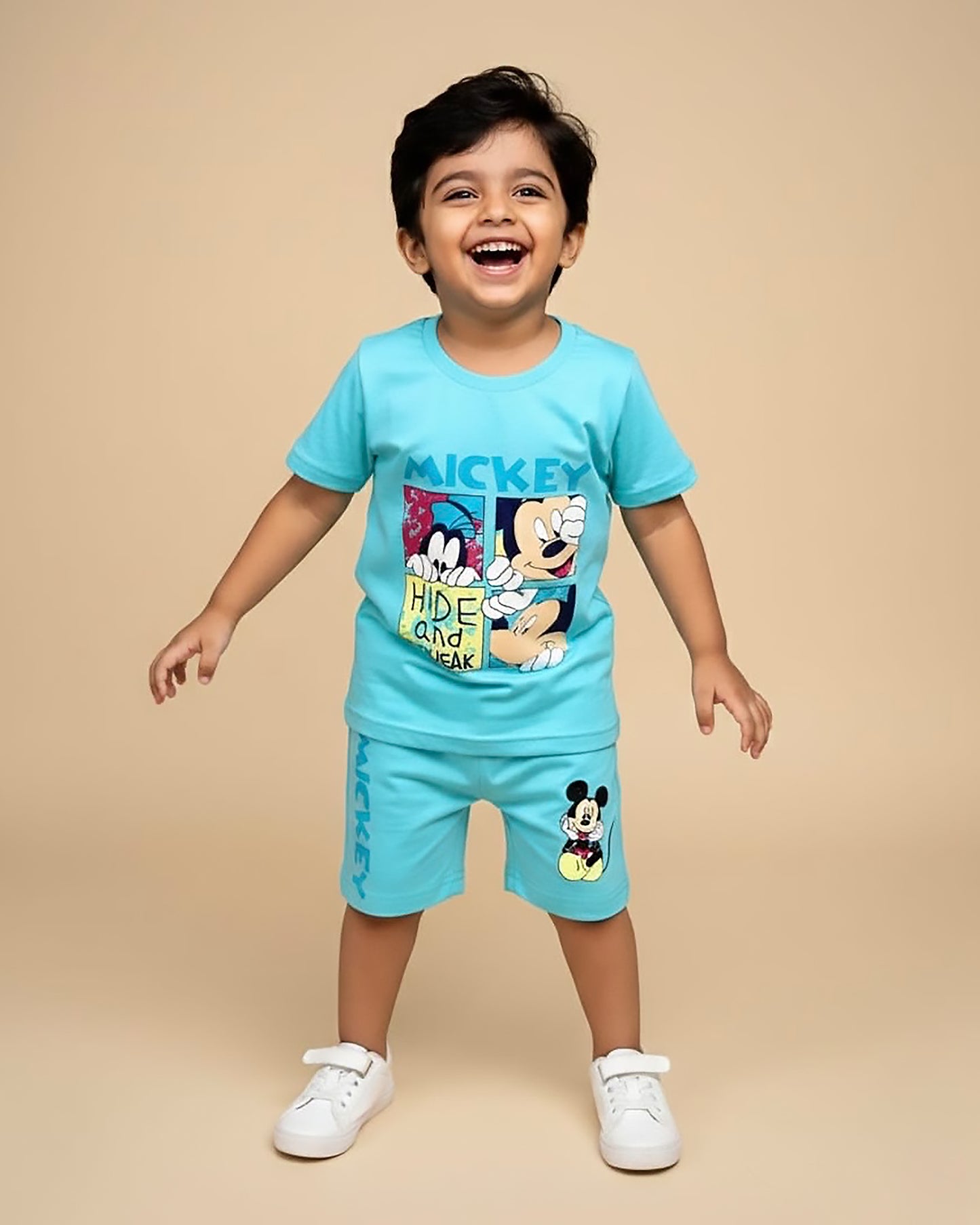 Micky Mouse Printed Shorts T-Shirt Co-Ord Set