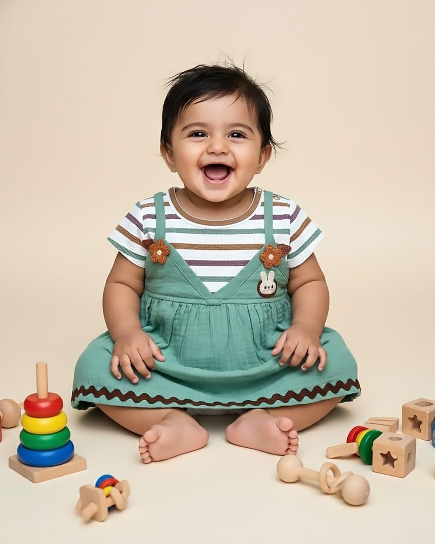 Crinkled Textured Cotton Casual Dress With Bloomer