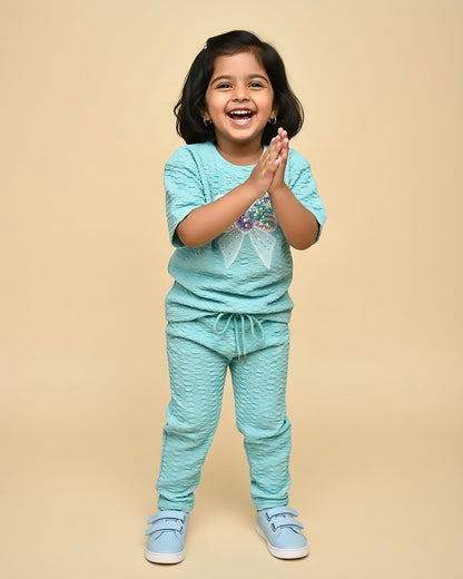 Smocking Texture T-shirt & Palazzo Pants Co-ord Set