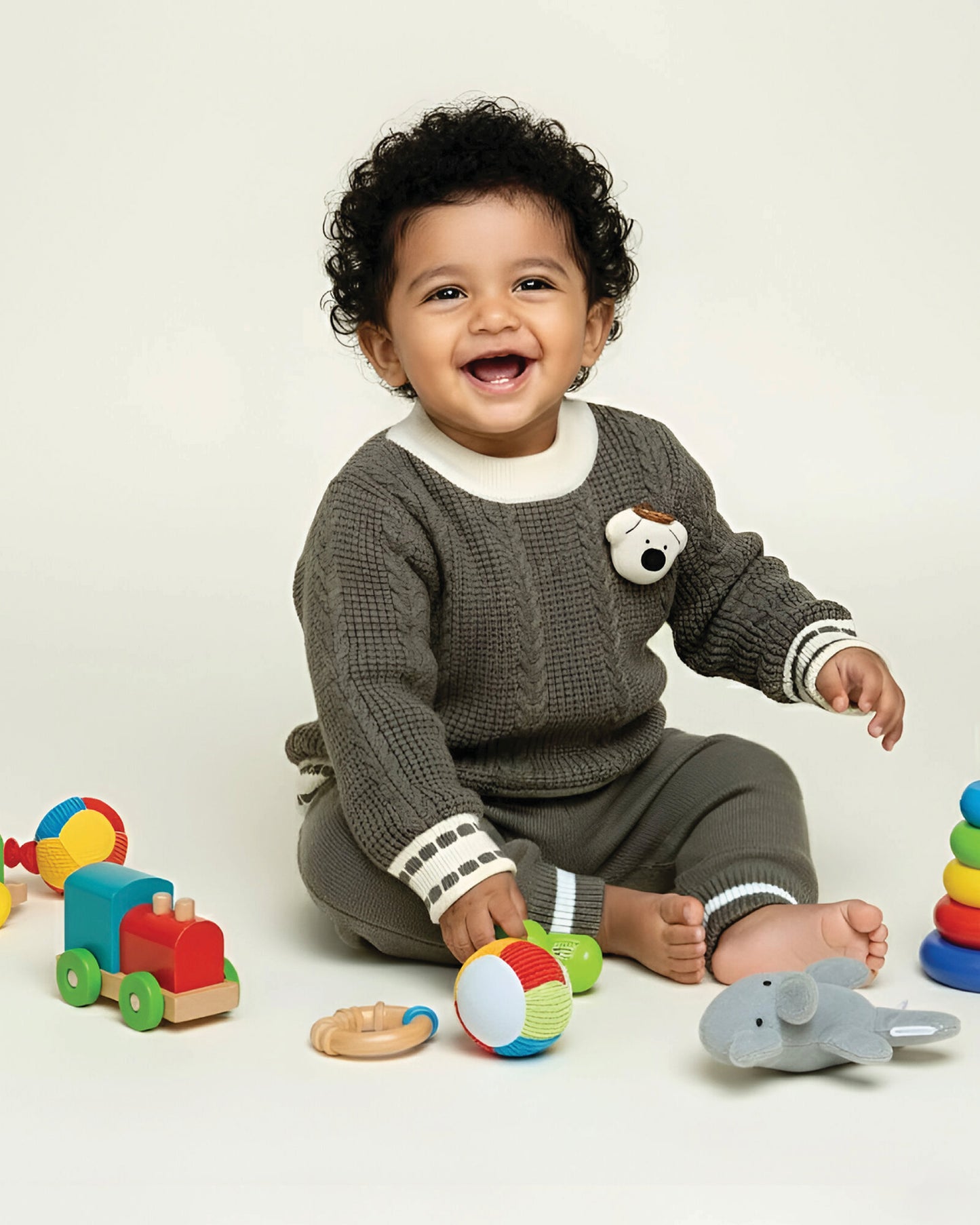 Toy Appliqued Knitted Sweater Co-Ord Set