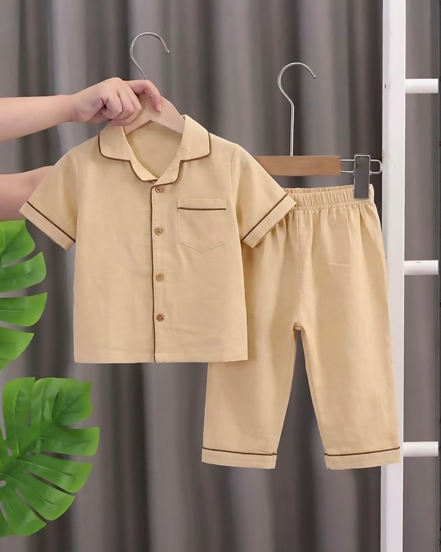 Muslin Solid Night Suit