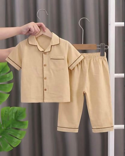 Muslin Solid Night Suit