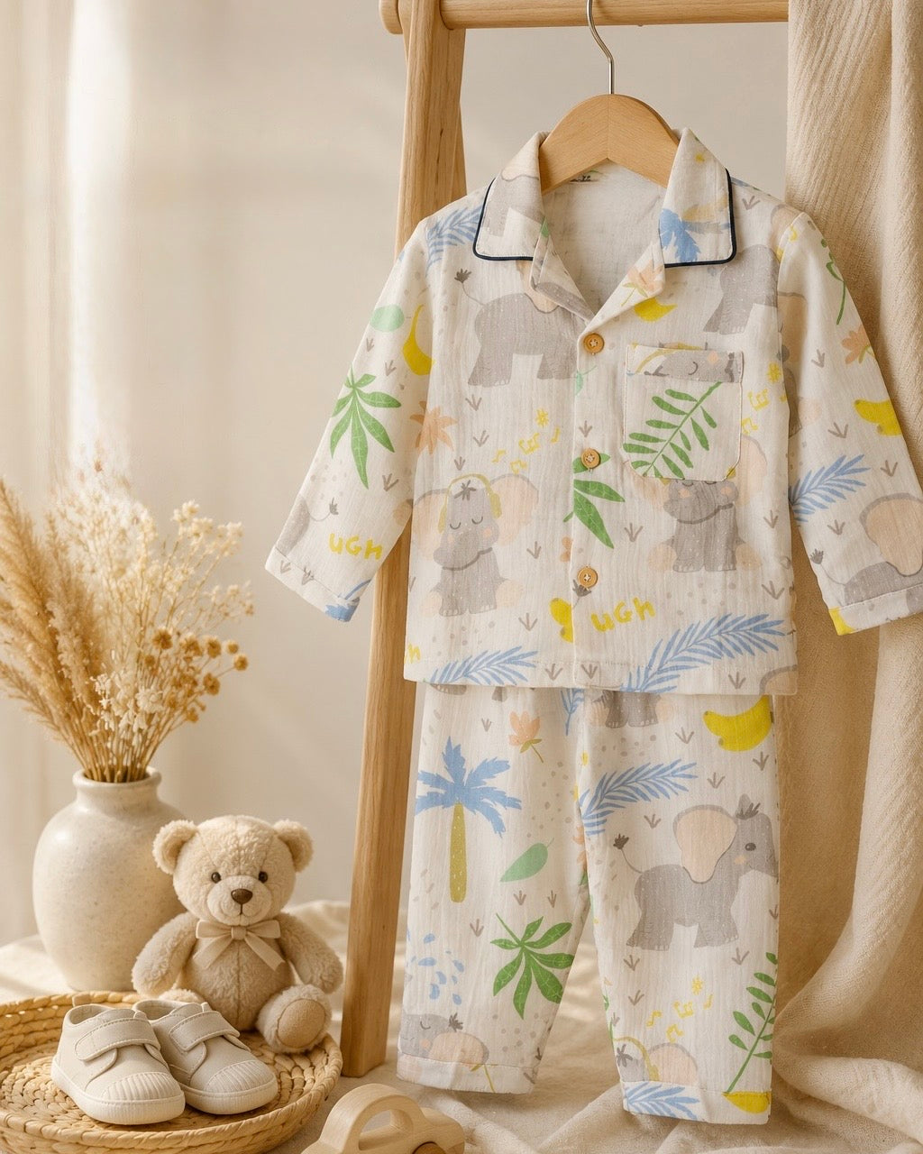 Baby Elle Banana Printed Muslin Night Suit