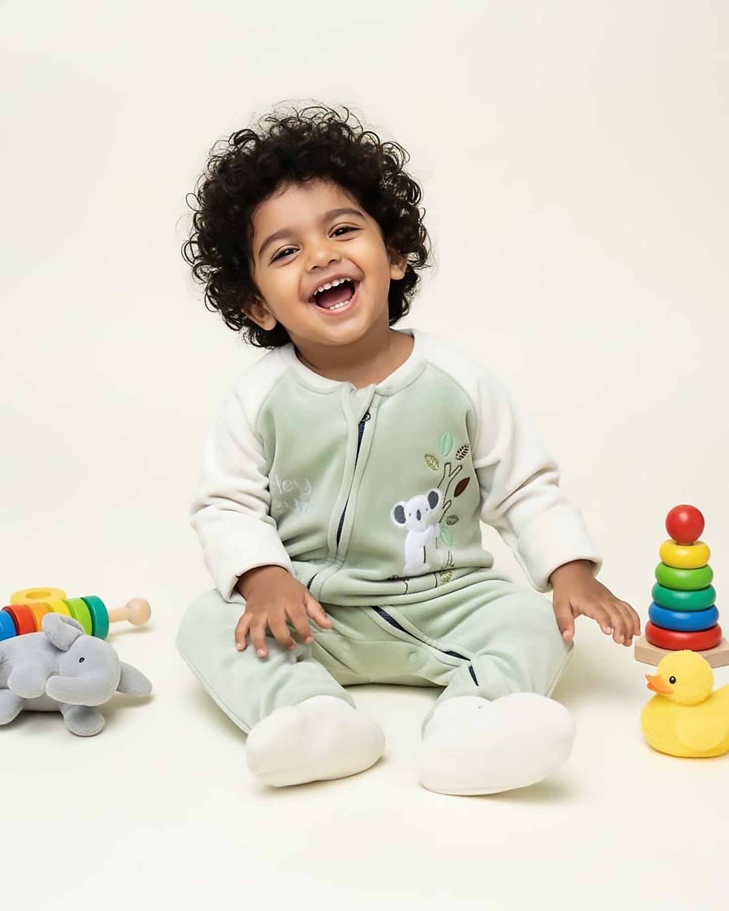 Koala Appliqued Soft Textured Fleeced Romper