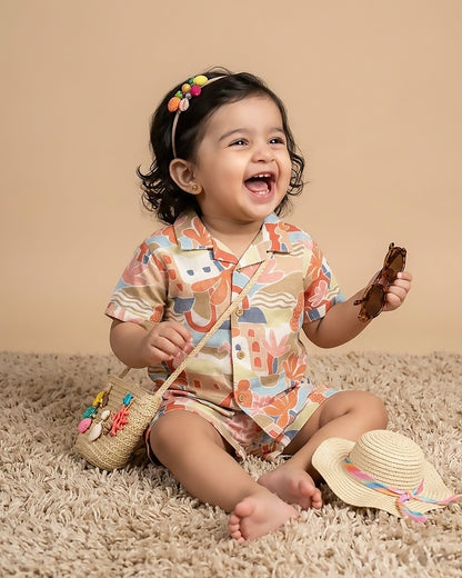 Beach Abstract Printed Shirt & Shorts Co-ord Set