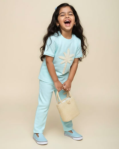 Coconut Tree Appliquéd Textured Co-ord Set
