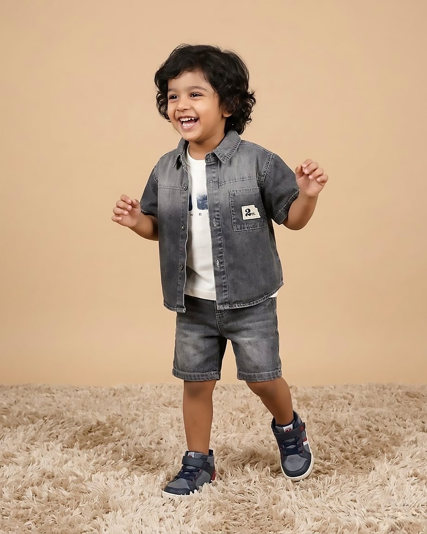 3-Piece Denim Co-ord Set with Sleeveless T-Shirt