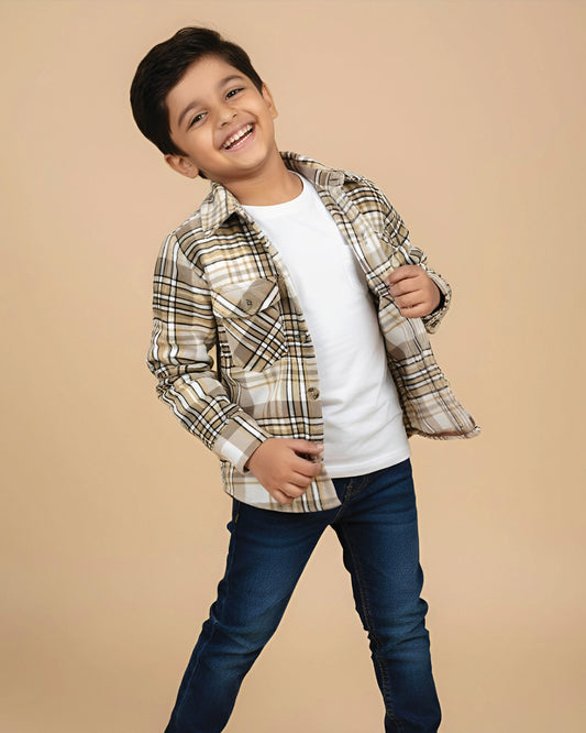 Soft Textured Check Flannel Jacket