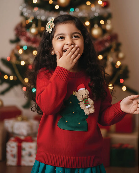 Christmas Night Sweater with Toy Broach