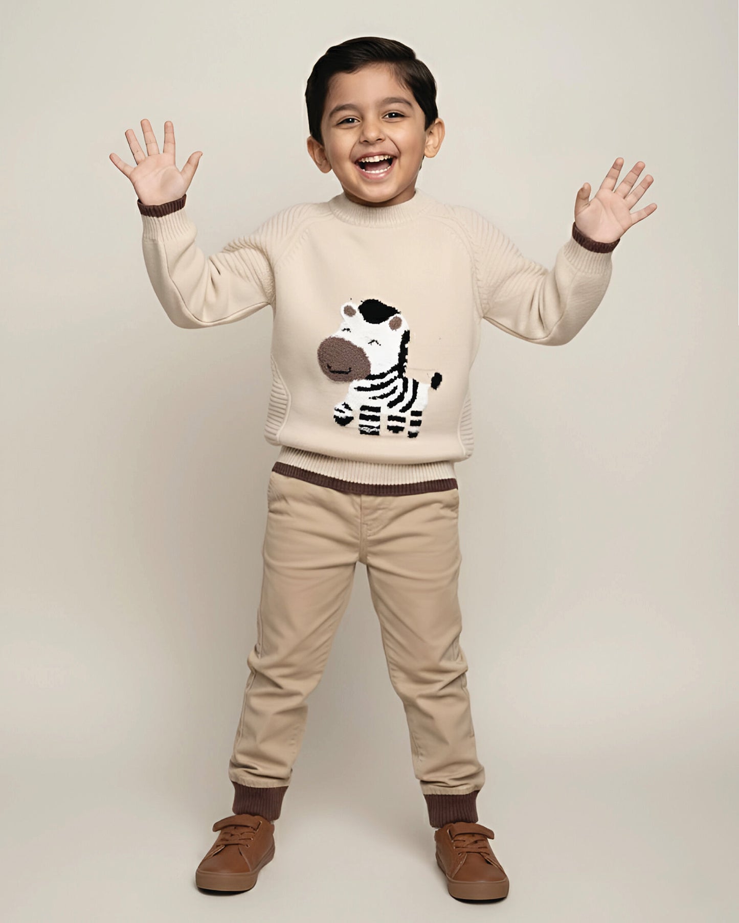 Baby Zebra Appliquéd Textured Sweater