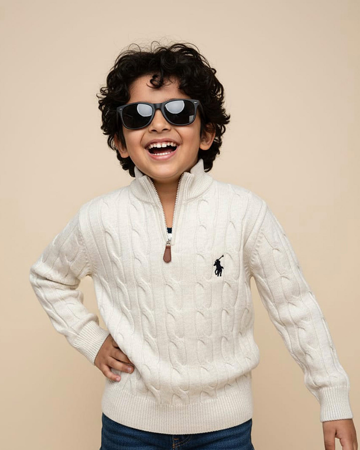 Classic Cable Knit Textured Zipper Sweater