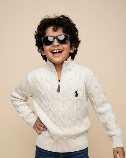 Classic Cable Knit Textured Zipper Sweater