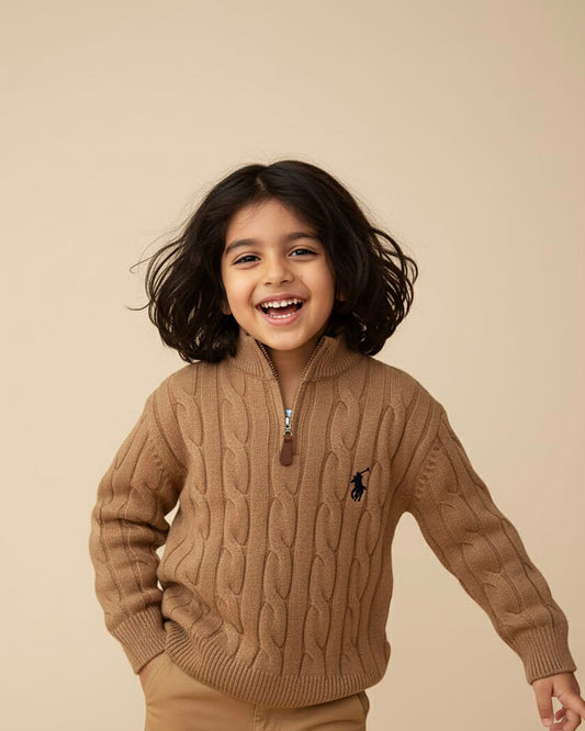 Classic Cable Knit Textured Zipper Sweater