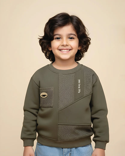 Stylish Love Life Printed Textured Fleeced Sweatshirt