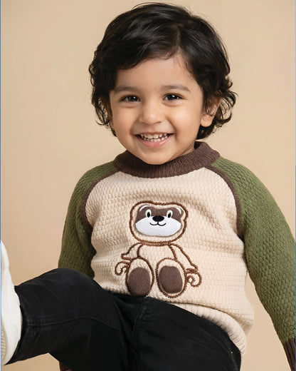 Applique Toy Knitted Textured Sweater