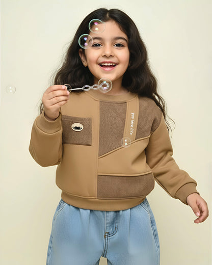 Stylish Love Life Printed Textured Fleeced Sweatshirt